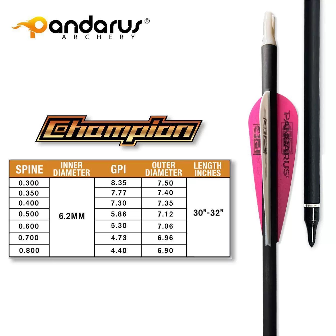 Arrow Carbon Shaft - Frecce in Carbonio Puro Pandarus Champion